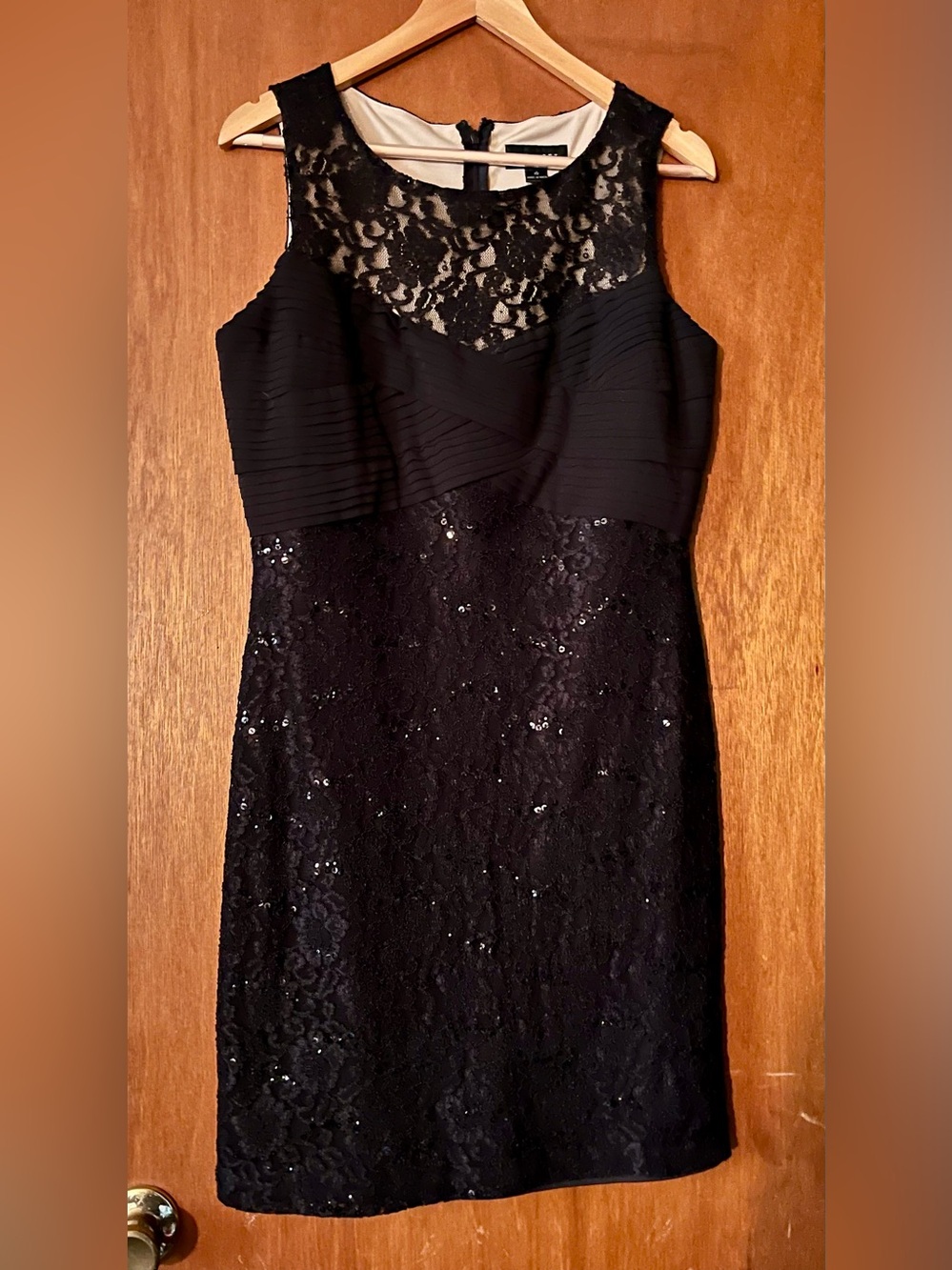 Scarlett Black Lace & Sequin Midi Sheath Dress